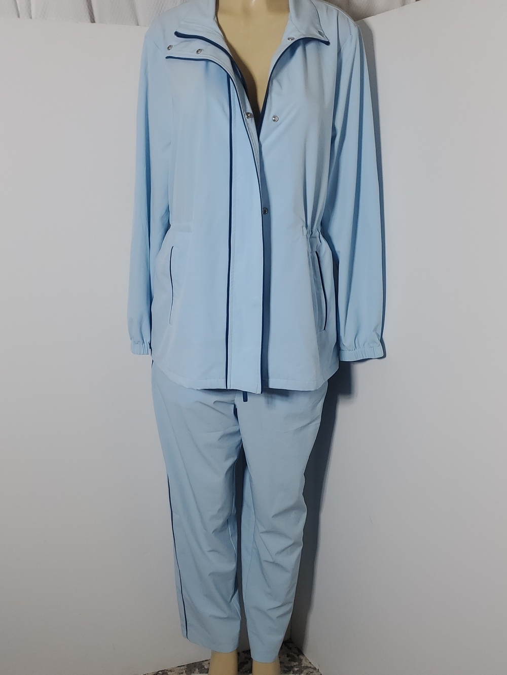 Chico's Zenergy Light Blue Two-Piece Track Set Jacket Size 2 and Pants Size 2.5